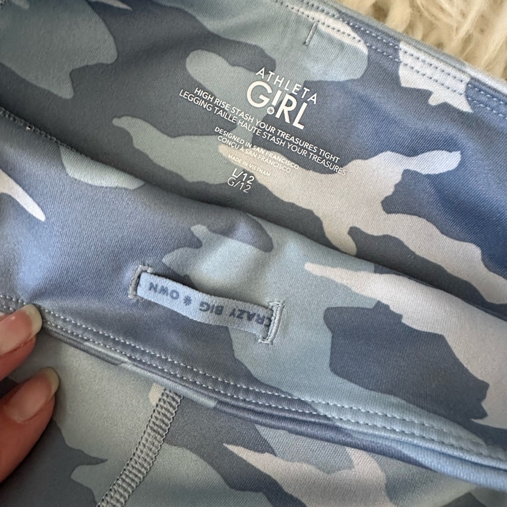 Athleta girl Stash your treasures tight gray camo high rise leggings P NWT - Picture 7 of 7
